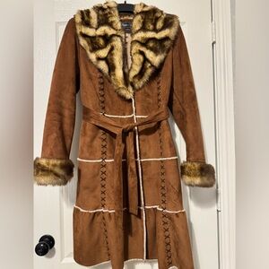 Beautiful Women’s Faux Suede and Faux Fur Coat